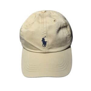 Polo by Ralph Lauren Beige Cap with Navy Emblem
